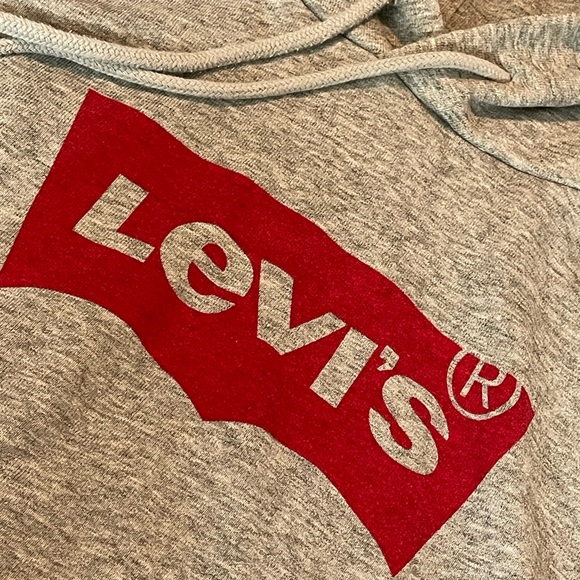 Classic Levi’s Red Bat Logo Pullover Hoodie Heather Grey S - Picture 7 of 11